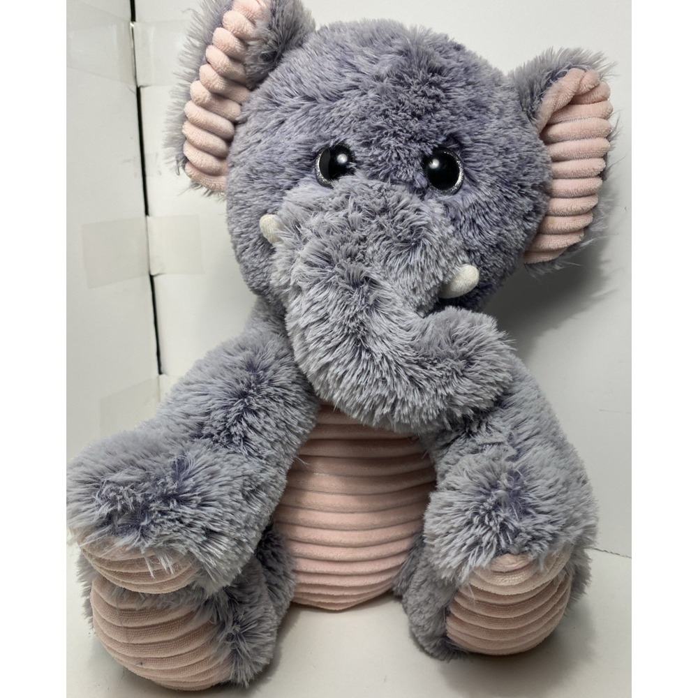 KellyToy Jungle Friends Large 13" Plush Elephant Stuffed Animal‎ Gray Pink